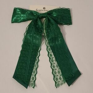 Francesca's Green Hair Bow Clip